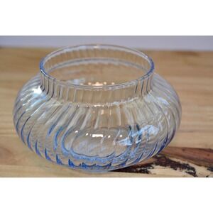 Vintage Baby Blue Turbine Glass Potpourri Jar - Retro Decor Accent